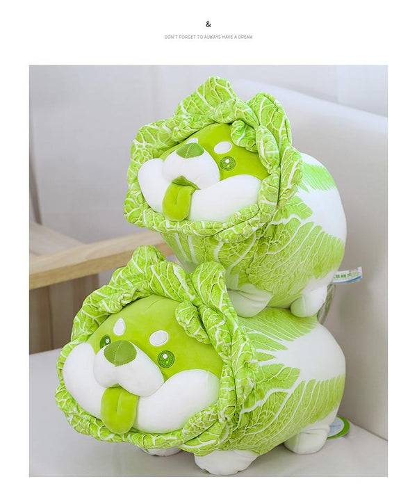Planet Gates 20-50cm Cute Japanese Vegetable Dog Plush Toys Creative Chinese Cabbage Shiba Inu Pillow Stuffed Animal Sofa Cushion Baby Gifts