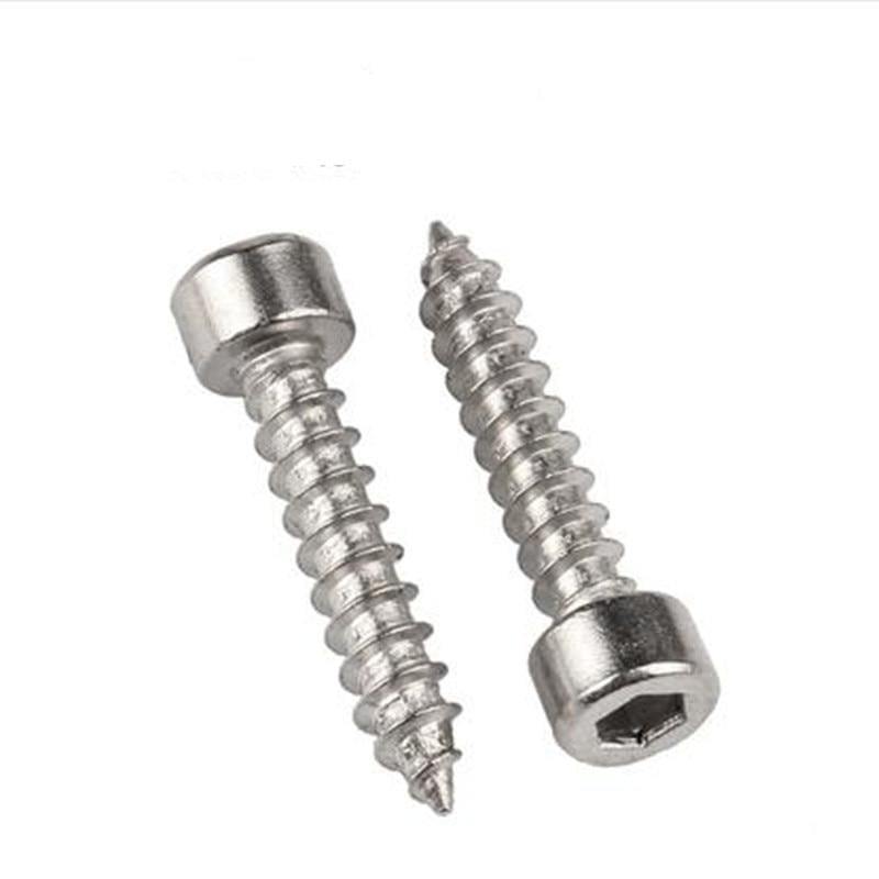 20/50pcs M2 M2.6 M3 M3.5 M4 304 A2-70 stainless steel Allen Hex Hexagon Socket Cap Head Self-tapping Screw Furniture Wood Screw