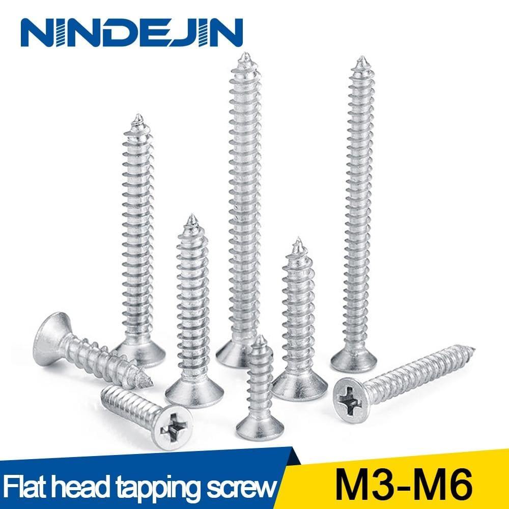 20/55pcs Cross Recessed Countersunk Flat Head Self-tapping Screw M3 M3.5 M4 M5 M6 Stainless Steel Phillips Screw Furniture Screw