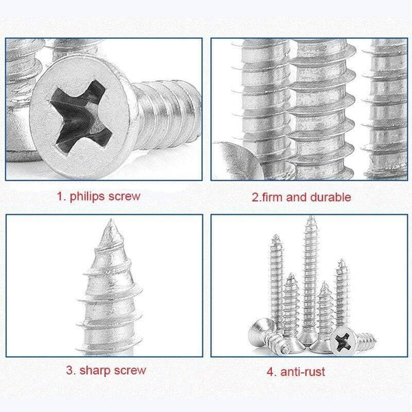 20/55pcs Cross Recessed Countersunk Flat Head Self-tapping Screw M3 M3.5 M4 M5 M6 Stainless Steel Phillips Screw Furniture Screw