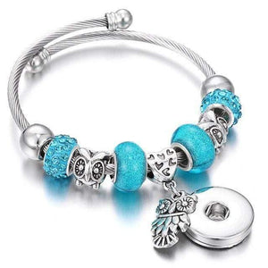 Planet Gates 20 Bracelets for 18mm Snaps Jewelry Elastic Silver Beaded Snap Bracelet Bangles Fit Snap Buttons Jewelry Charms Bracelet