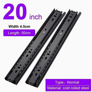 Drawer Slide Rail 4-24 Inch Ball Bearing Three Fold Full Extended Furniture Hardware