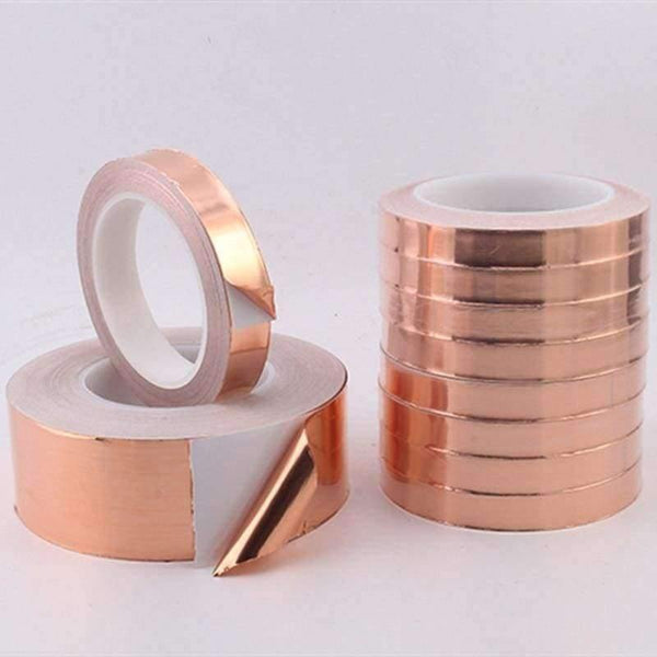 Planet Gates 20 Meters 5/6/8/10/15/20/30/40/50mm Single Conductive Adhesive Copper Foil Tape EMI Shielding Heat Resist for Electric Guitar