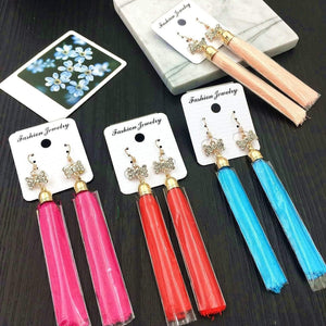 Planet Gates 20 Pairs/lots Mixed Wholesale Long Tassel Dangle Earrings for Women Fashion Boho Crystal Hook Earrings Jewelry Bulks