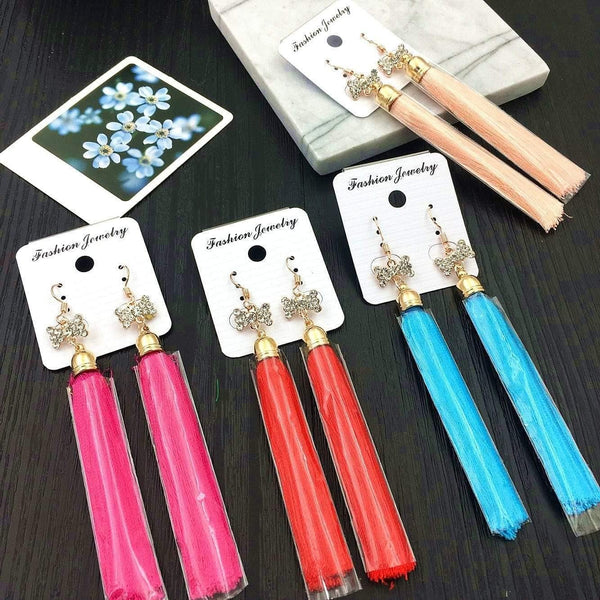 Planet Gates 20 Pairs/lots Mixed Wholesale Long Tassel Dangle Earrings for Women Fashion Boho Crystal Hook Earrings Jewelry Bulks