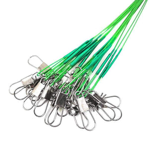 Planet Gates 20 pcs Anti Bite Steel Fishing Line Steel Wire Leader With Swivel Fishing Accessory Lead Core Leash Fishing Wire 15CM to 25CM