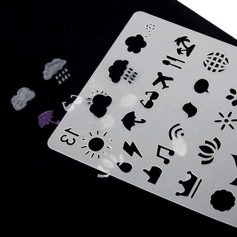 Planet Gates 20 PCS Art Korea Stationery Office Painting Supplies Graphics Symbols Drawing Template Ruler Student Kids Drafting Stencil Gift