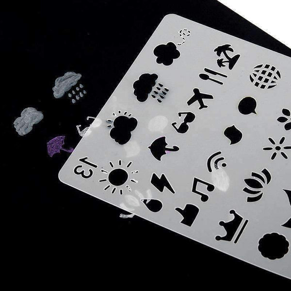 Planet Gates 20 PCS Art Korea Stationery Office Painting Supplies Graphics Symbols Drawing Template Ruler Student Kids Drafting Stencil Gift