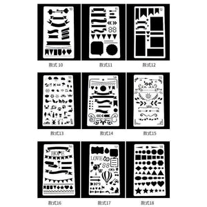 Planet Gates 20 PCS Art Korea Stationery Office Painting Supplies Graphics Symbols Drawing Template Ruler Student Kids Drafting Stencil Gift