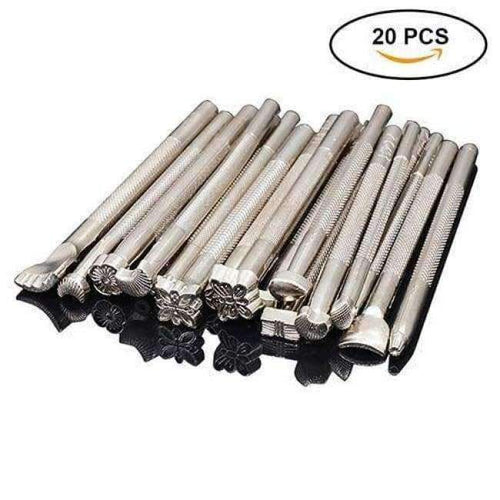 Planet Gates 20 pcs Stamping 20pcs DIY Leather Working Saddle Stamping Tools Set for Leathercraft Working Carving Handmade Art Carving Hammer Cowhide Tool