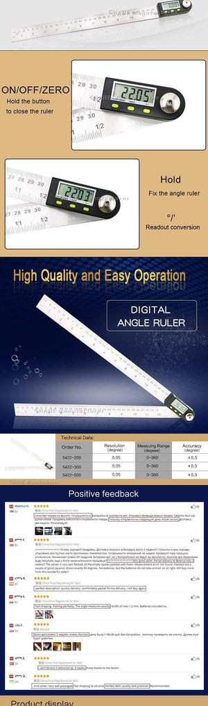 200 mm/300 mm Digital Angle Ruler Stainless Steel Electronic Angle Meter Electronic Protractor Goniometer Digital Angle Gauge