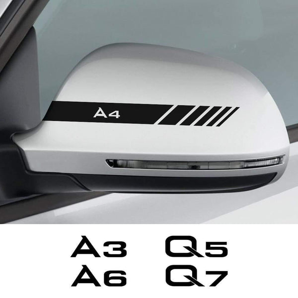 Planet Gates 200000241 2PCS Car Rearview Mirror Stickers For Audi A3 8P 8V A4 B8 B6 A6 C6 C5 Q2 Q3 Q5 Q7 Q8 TT TTS Auto Accessories Vinyl Film Decals
