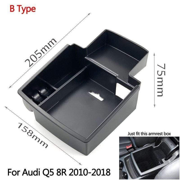 Planet Gates 200000474 B Type For Q5 SQ5 Car Styling Accessories Central Armrest Box Storage Tray Glove Box Pallet Case For Audi A3 8V S3 A4 S4 A5 S5 Q2 Q3 Q5 SQ5 Q5L