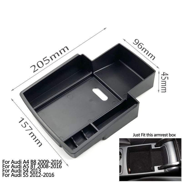 Planet Gates 200000474 For A4 B8 A58T S4 S5 Car Styling Accessories Central Armrest Box Storage Tray Glove Box Pallet Case For Audi A3 8V S3 A4 S4 A5 S5 Q2 Q3 Q5 SQ5 Q5L