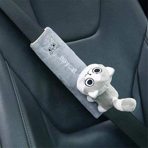 Funda para cinturón de seguridad de coche Planet Gates 200000488 con diseño de gato gris, cojín para arnés de hombro, protector de hombro para cinturón de seguridad, cojín de soporte para el cuello para coche