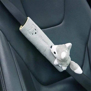 Planet Gates 200000488 Funda para cinturón de seguridad de coche con diseño de zorro gris, cojín para arnés de hombro, protector de hombro para cinturón de seguridad, cojín de soporte para el cuello para coche