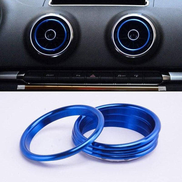 Planet Gates 200000670 Inner Ring Blue 4Pc AC Air Condition Vent Outlet Inner And Outer Ring Replacement Cover Trim For Audi A3 S3 Q2 2013-2019 Car Styling Accessories