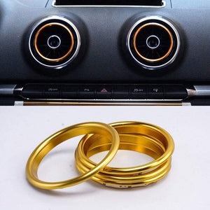 Planet Gates 200000670 Inner Ring Gold 4Pc AC Air Condition Vent Outlet Inner And Outer Ring Replacement Cover Trim For Audi A3 S3 Q2 2013-2019 Car Styling Accessories