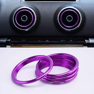 Planet Gates 200000670 Inner Ring Purple 4Pc AC Air Condition Vent Outlet Inner And Outer Ring Replacement Cover Trim For Audi A3 S3 Q2 2013-2019 Car Styling Accessories