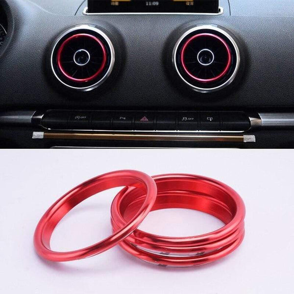 Planet Gates 200000670 Inner Ring Red 4Pc AC Air Condition Vent Outlet Inner And Outer Ring Replacement Cover Trim For Audi A3 S3 Q2 2013-2019 Car Styling Accessories