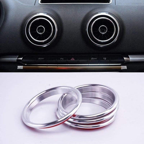 Planet Gates 200000670 Inner Ring Silver 4Pc AC Air Condition Vent Outlet Inner And Outer Ring Replacement Cover Trim For Audi A3 S3 Q2 2013-2019 Car Styling Accessories
