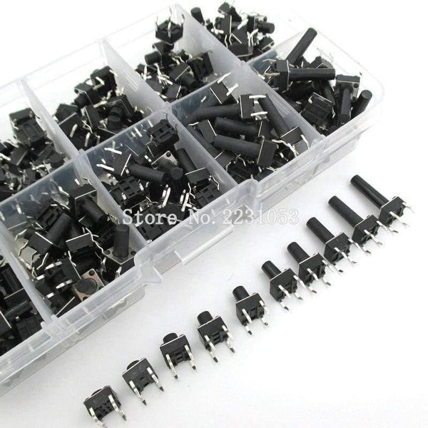 Planet Gates 200001056 10 Models 200pcs 6*6 Tact Switch Tactile Push Button Switch Kit, Height: 4.3MM~13MM DIP 4P Micro Switch 6x6 Key Switch