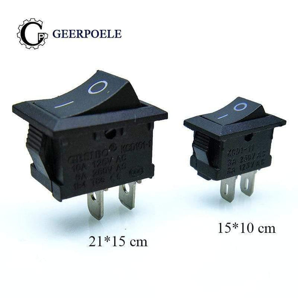 Planet Gates 200001056 10 Pcs/lot KCD1 2 Pin 250V 3A SPST Black Boat Switch 21*15/15*10 Snap-in ON OFF Rocker Position Switch