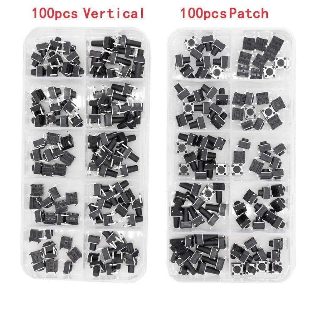 Planet Gates 200001056 100 PCS Box Of Tact Switch 4-legged Vertical / Patch 6*6*4.1/4.3/5/6/6.5/7.5/8/9.3/10.5/12mm Micro Push Button Switch Key Switch