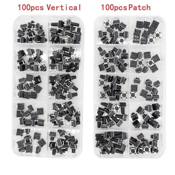 Planet Gates 200001056 100 PCS Box Of Tact Switch 4-legged Vertical / Patch 6*6*4.1/4.3/5/6/6.5/7.5/8/9.3/10.5/12mm Micro Push Button Switch Key Switch