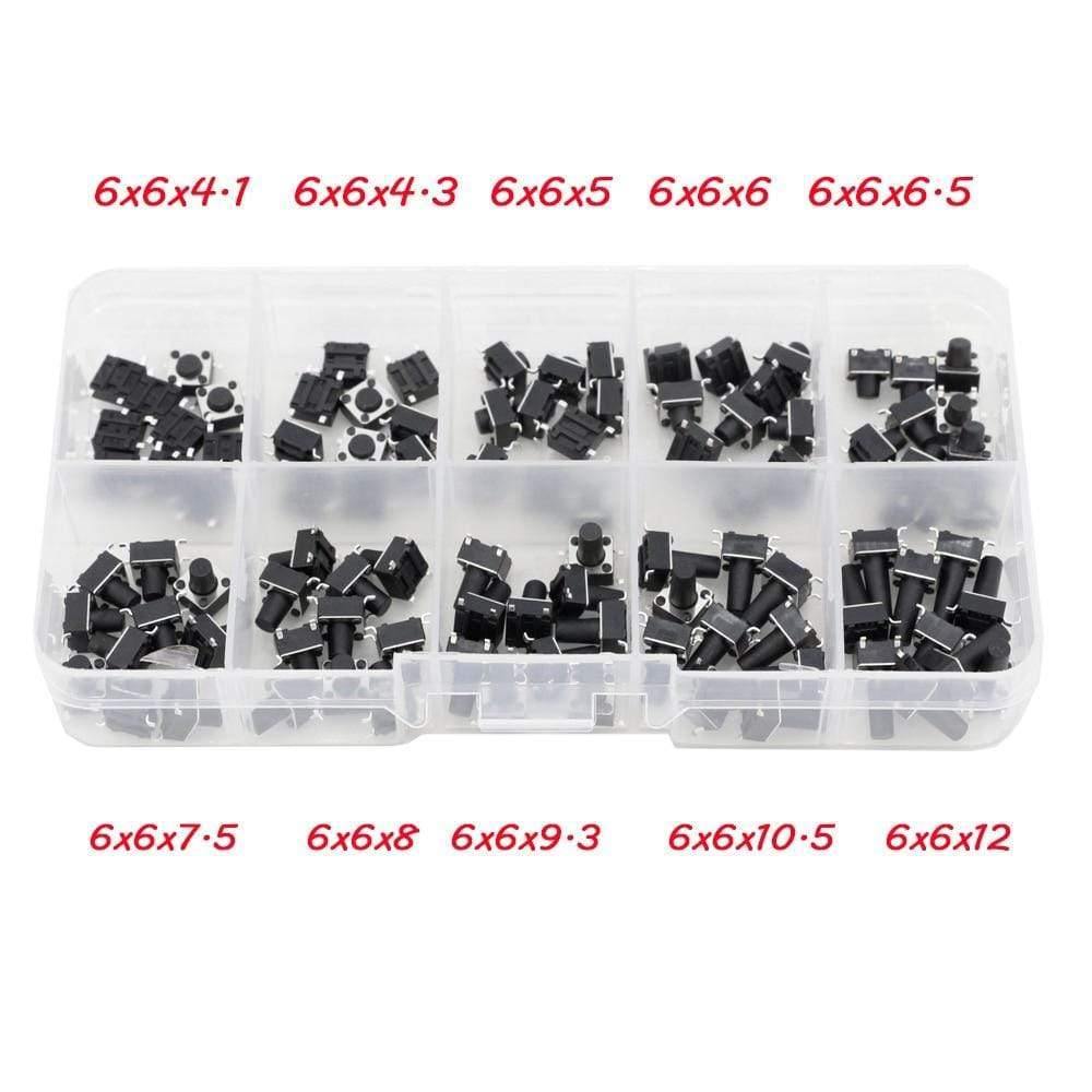 Planet Gates 200001056 100 PCS Box Of Tact Switch 4-legged Vertical / Patch 6*6*4.1/4.3/5/6/6.5/7.5/8/9.3/10.5/12mm Micro Push Button Switch Key Switch