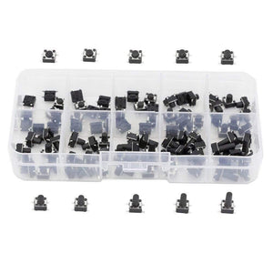 Planet Gates 200001056 100 PCS Box Of Tact Switch 4-legged Vertical / Patch 6*6*4.1/4.3/5/6/6.5/7.5/8/9.3/10.5/12mm Micro Push Button Switch Key Switch