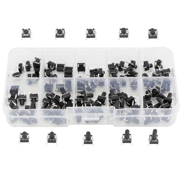 Planet Gates 200001056 100 PCS Box Of Tact Switch 4-legged Vertical / Patch 6*6*4.1/4.3/5/6/6.5/7.5/8/9.3/10.5/12mm Micro Push Button Switch Key Switch