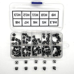 Planet Gates 200001056 100pcs / 10 Models 6*6 Light Micro Touch Switch Sets Push Button Switch Kit , Height: 4.3MM - 13MM DIP 4Pin 6x6 Keys Tact ON/OFF