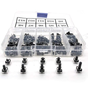 Planet Gates 200001056 100pcs / 10 Models 6*6 Light Micro Touch Switch Sets Push Button Switch Kit , Height: 4.3MM - 13MM DIP 4Pin 6x6 Keys Tact ON/OFF