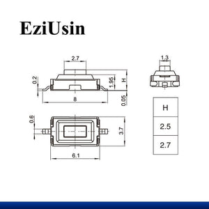 Planet Gates 200001056 100pcs Tact Touch Micro Switch 3X6X2.5MM 3*6*2.5 SMD White Red Black  Black Orange  Green Blue Brown Button Head