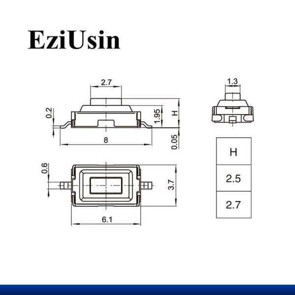 Planet Gates 200001056 100pcs Tact Touch Micro Switch 3X6X2.5MM 3*6*2.5 SMD White Red Black  Black Orange  Green Blue Brown Button Head