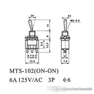 Planet Gates 200001056 10pc/LOT Blue Mini MTS-102 3-Pin SPDT ON-ON 6A 125VAC Miniature Toggle Switches  MTS-103 3-Pin  ON-OFF-ON