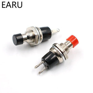 Planet Gates 200001056 10Pcs Mini Micro DIY 7mm Thread 2 Pins Momentary Push Button Switch Red Black White Blue Yellow Green Lockless Self-rest ON/OFF