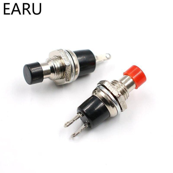 Planet Gates 200001056 10Pcs Mini Micro DIY 7mm Thread 2 Pins Momentary Push Button Switch Red Black White Blue Yellow Green Lockless Self-rest ON/OFF