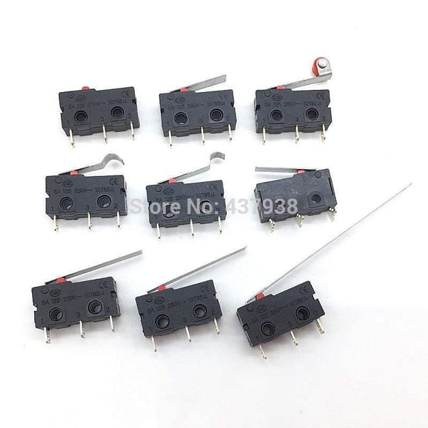 Planet Gates 200001056 10PCS Mini Micro Switch Roller ARC Lever SPDT Snap Action 3A 250V AC 5A 125V NC-NO-C With Pulley 3 Pins Stroke Limit Switch