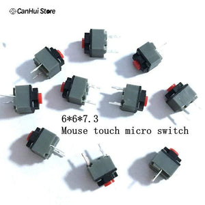 Planet Gates 200001056 10Pcs Mute Button 6*6*7.3 Silent Button Switch Wireless Mouse Wired Mouse Button Light Touch Micro Mouse Switch 6x6x7.3 2Pin