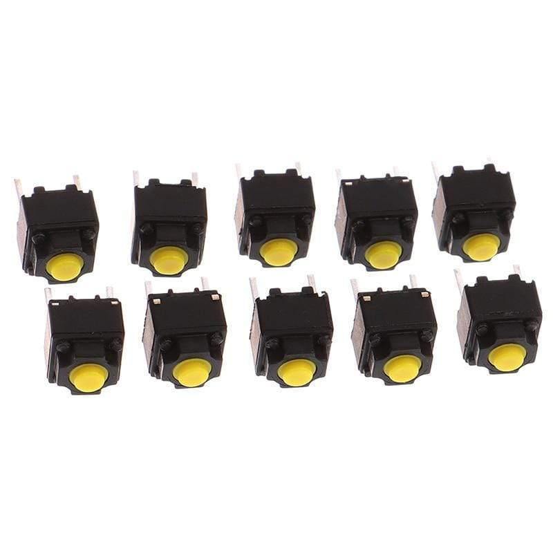 Planet Gates 200001056 10pcs Mute Button 6*6*7.3mm Silent Switch Wireless Mouse Wired Mouse Button Micro Switch Yellow Push Button Switch