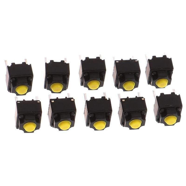 Planet Gates 200001056 10pcs Mute Button 6*6*7.3mm Silent Switch Wireless Mouse Wired Mouse Button Micro Switch Yellow Push Button Switch