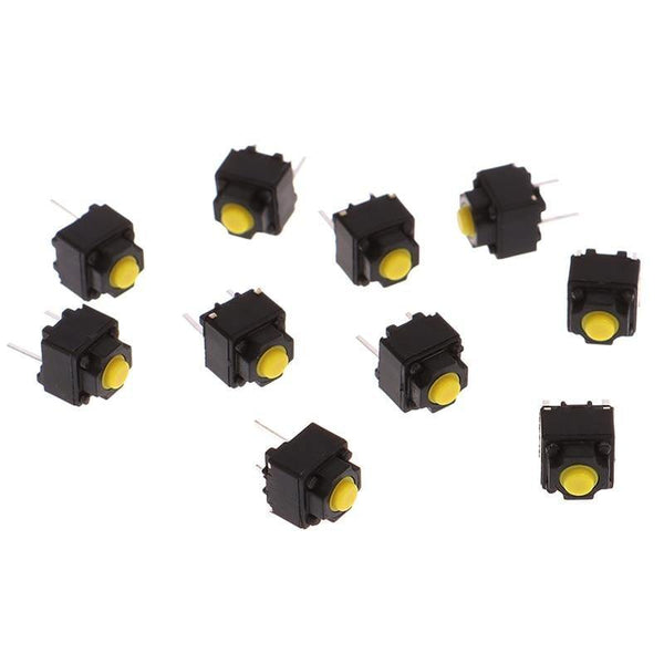 Planet Gates 200001056 10pcs Mute Button 6*6*7.3mm Silent Switch Wireless Mouse Wired Mouse Button Micro Switch Yellow Push Button Switch