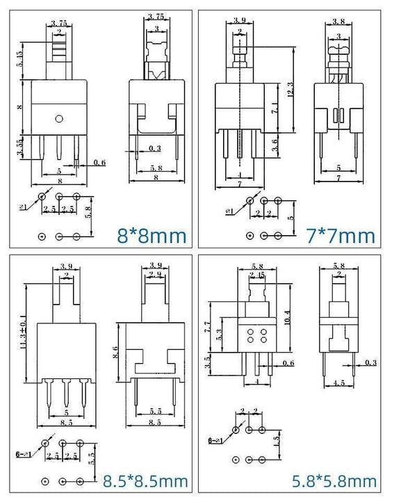 Planet Gates 200001056 10Pcs Non-Self-Locking Switch / Self-Locking Switch 5.8*5.8 7*7 8*8 8.5X8.5MM Key Switch Cap Switch