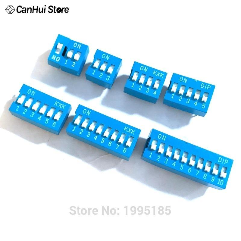 Planet Gates 200001056 10pcs Slide Type Switch Module 1 2 3 4 5 6 7 8 10 PIN 2.54mm Position Way DIP  Pitch Toggle Switch Blue Snap Switch Dial Switch