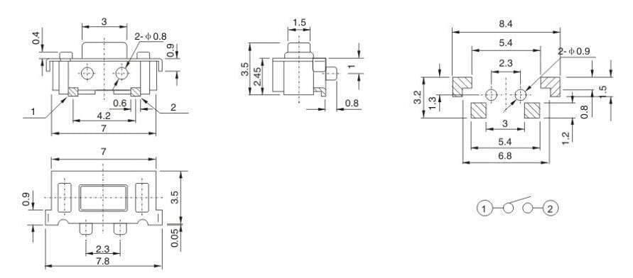 Planet Gates 200001056 10Pcs SMT 3X6X3.5MM Tactile Tact Push Button Micro Switch Momentary 3*6*3.5mm