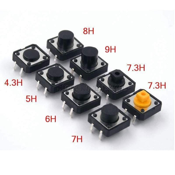 Planet Gates 200001056 12x12mm Panel PCB Momentary Tactile Tact Mini Push Button Switch DIP 4pin 12x12x4.3/5/6/7.3-9 MM 12*12*4.3MM 5MM 6MM 7MM 8MM 9MM