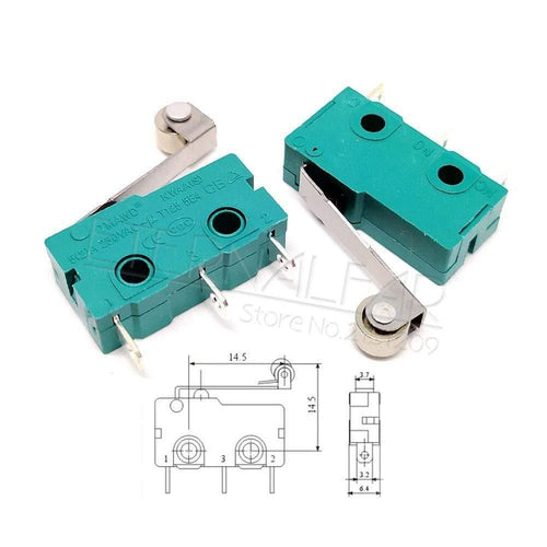 Planet Gates 200001056 16MM Pulley Hzy Mini  Micro Switch Roller Lever Arm SPDT Snap Action LOT 5A 250V KW4-OZ KW4A NC-NO-C With Pulley 3 Feet Stroke Limit Switch
