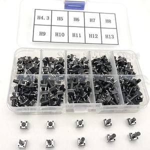 Planet Gates 200001056 200pcs / 10 Models 6*6 Light Micro Touch Switch Sets Push Button Switch Kit , Height: 4.3MM - 13MM DIP 4Pin 6x6 Keys Tact ON/OFF